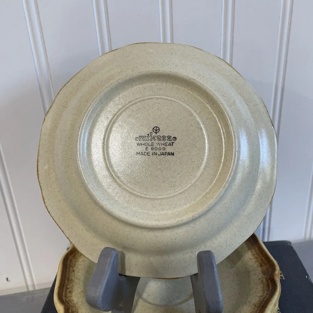 Set Of 3 Vintage MCM Mikasa‎ Whole Wheat Saucers E8000 Stoneware 6.25